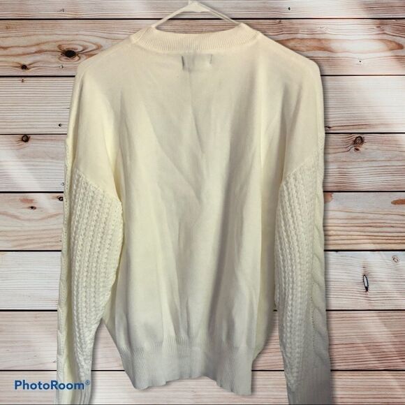 ANTHROPOLOGIE LEA &Viola Cable -Knit Cream Sweater.Size S - Picture 6 of 7